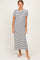 Charcoal/ Ivory Striped Short Sleeve Midi Dress