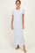 Light Blue/ Ivory Striped Short Sleeve Midi Dress