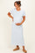 Light Blue/ Ivory Striped Short Sleeve Maternity Midi Dress