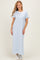 Ivory/ Light Blue Striped Short Sleeve Maxi Dress