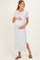 Ivory/ Heather Grey Striped Short Sleeve Maternity Maxi Dress