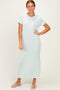 Ivory/ Mint Striped Short Sleeve Maxi Dress