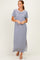 Ivory/ Navy Striped Short Sleeve Maxi Dress