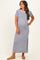 Ivory/ Navy Striped Short Sleeve Maternity Maxi Dress