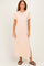 Ivory/ Salmon Striped Short Sleeve Maxi Dress