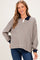 Light Taupe Striped Long Sleeve Polo Maternity Top
