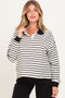Ivory Striped Long Sleeve Polo Maternity Top