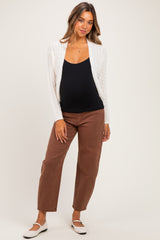 Cream Dolman Sleeve Boho Cable Knit Maternity Cardigan