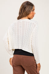 Cream Dolman Sleeve Boho Cable Knit Maternity Cardigan
