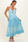 Light Blue V-Neck Twist Front Cut Out Maternity Maxi Dress