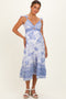 Blue V-Neck Cut Out Lace Up Back Maternity Dress