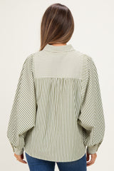 Olive  Drape Batwing Button-Down Maternity Shirt