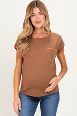 Copper Contrast Stitch Knit Maternity Top