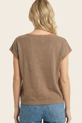 Copper Contrast Stitch Knit Top