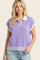 Lavender Stripe Trim Collared Top