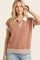Rust Stripe Trim Collared Top