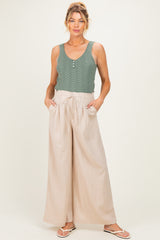 Olive Striped Knit Button Maternity Tank