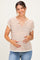 Rust Split Neck Striped Knit Maternity Top