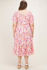 Coral Plus Sweetheart Flutter Sleeve Floral Maternity Maxi Dress