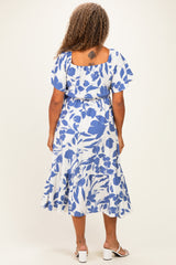 Blue Ivory Plus Sweetheart Smocked Front Floral Maxi Dress