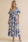 Blue Ivory Sweetheart Smocked Front Floral Maxi Dress