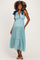 Light Blue Plaid Shoulder Tie Maternity Dress