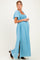 Milky Blue Chambray Smocked Maternity Maxi Dress