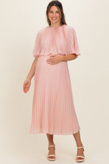 Blush Pleated Cape Maternity Midi Dress
