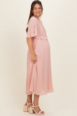 Blush Pleated Cape Maternity Midi Dress