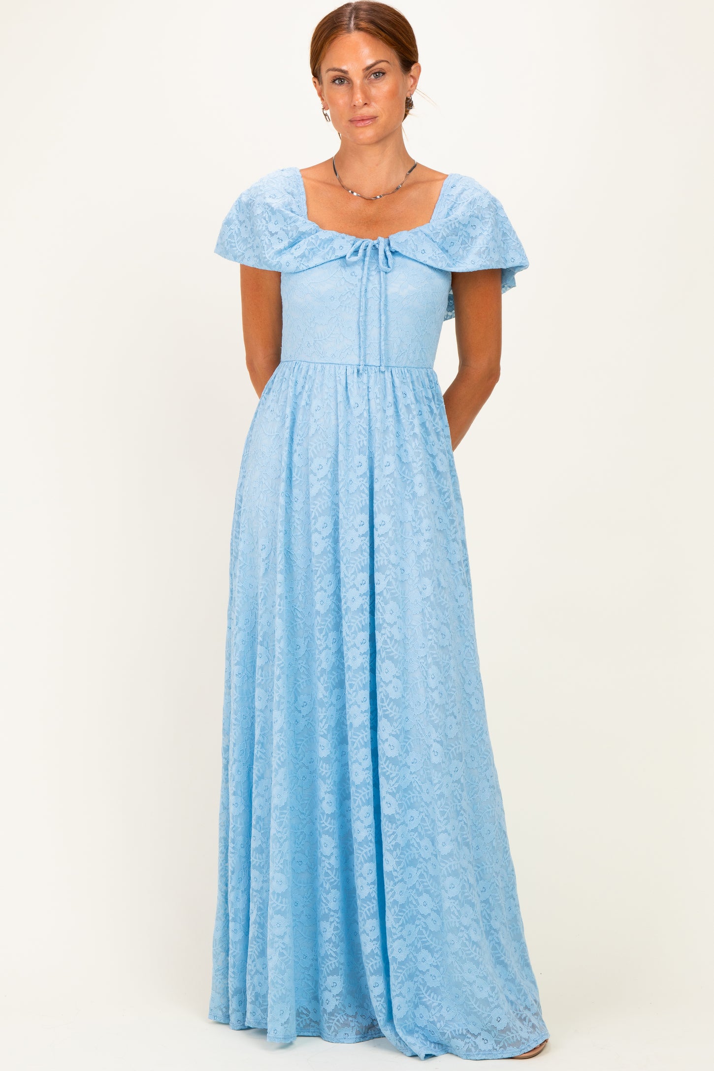 Light Blue Lace Maxi Dress