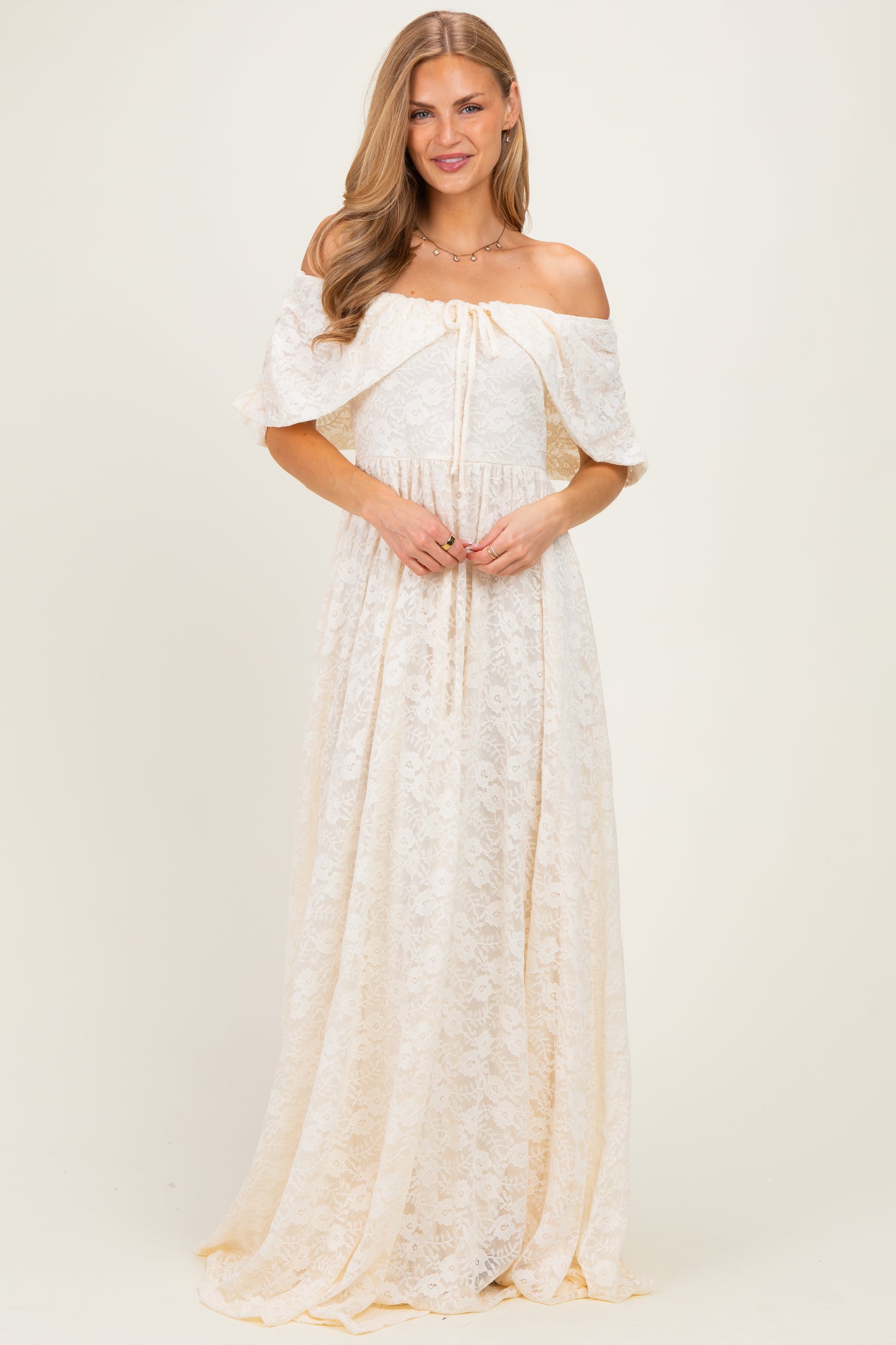 Natural Lace Maxi Dress