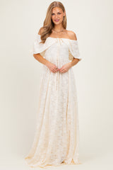 Natural Lace Maternity Maxi Dress