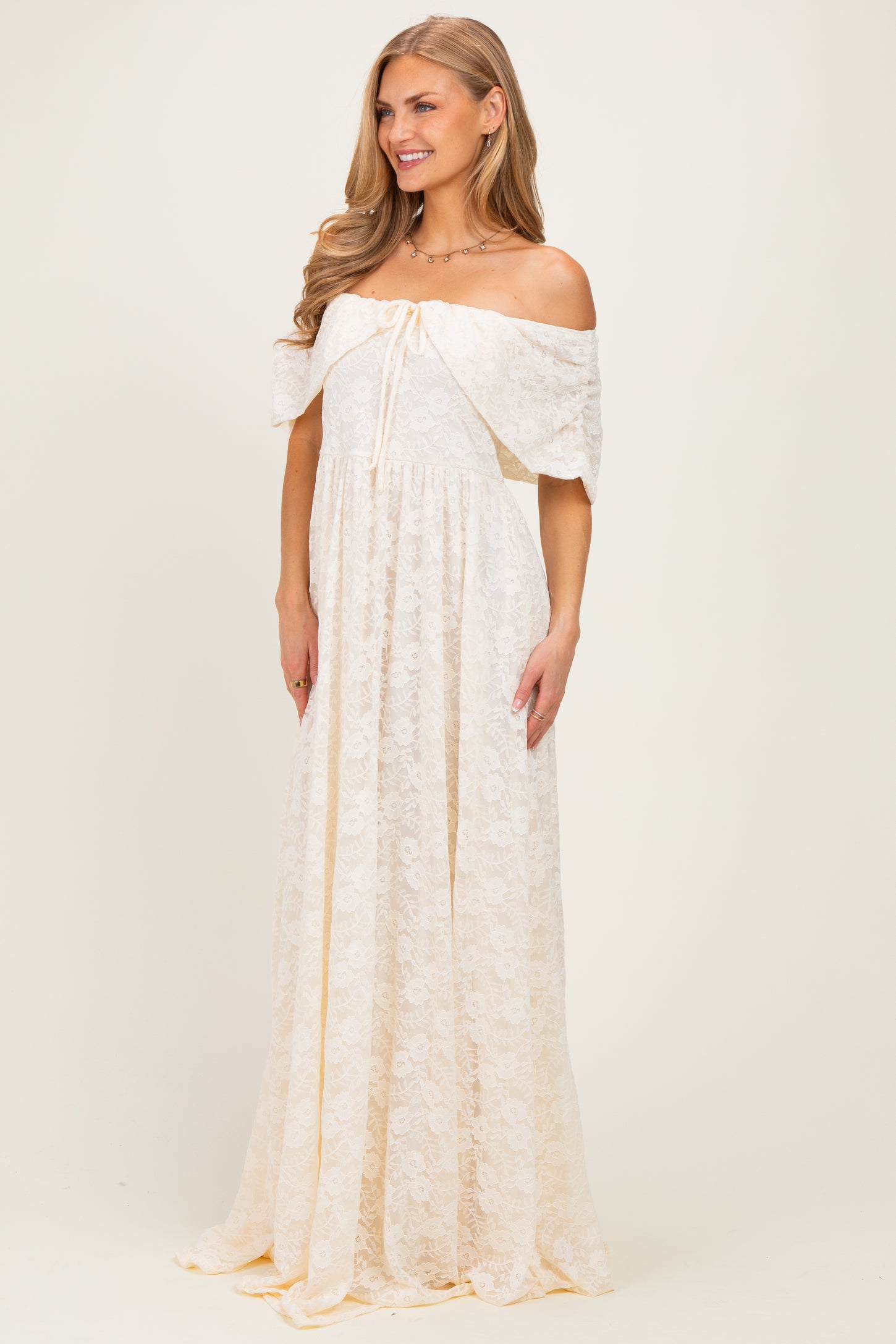 Natural Lace Maxi Dress