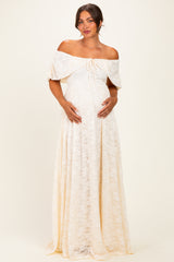 Natural Lace Maternity Maxi Dress