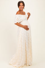Natural Lace Maternity Maxi Dress