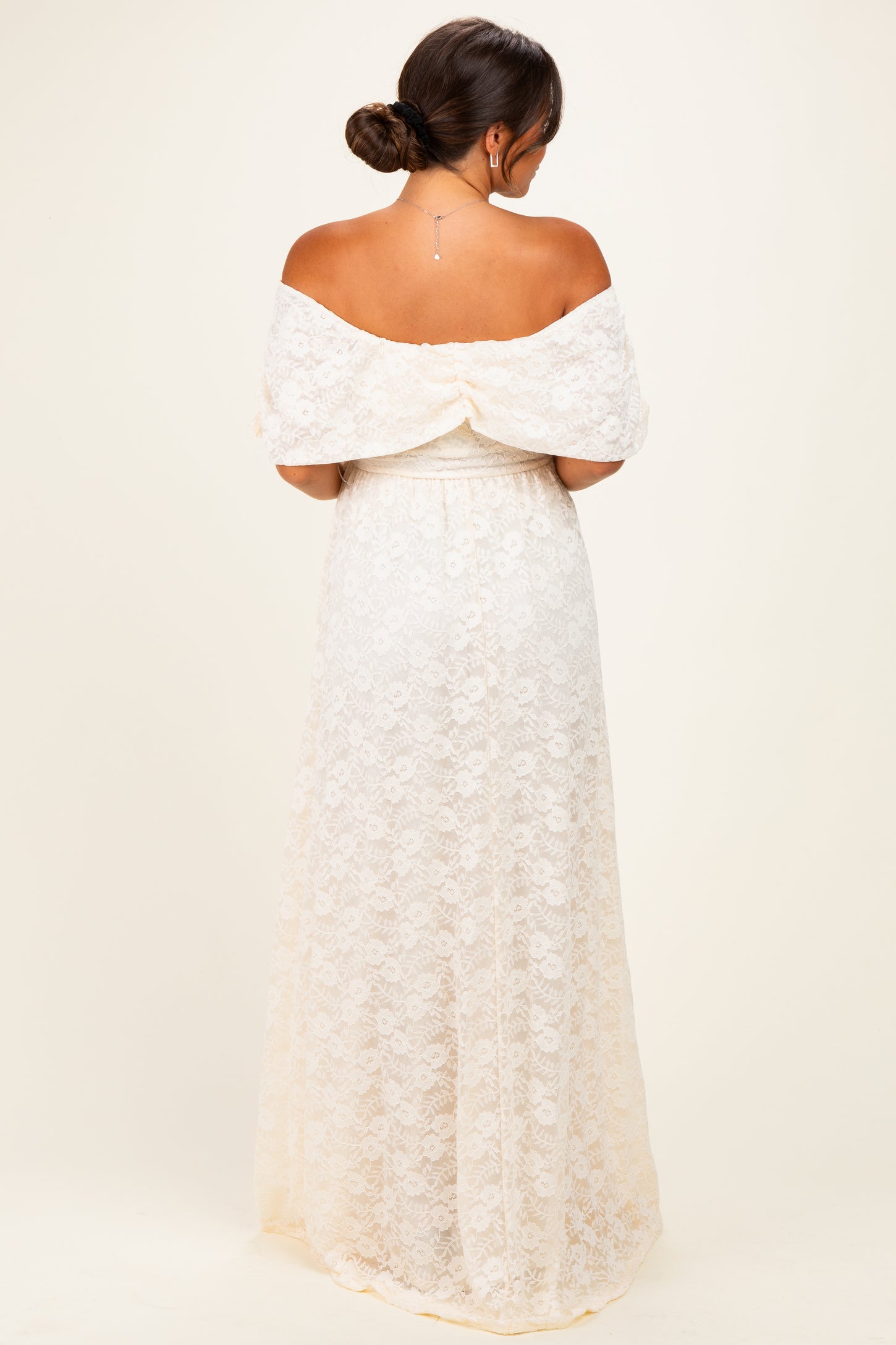 Natural Lace Maternity Maxi Dress