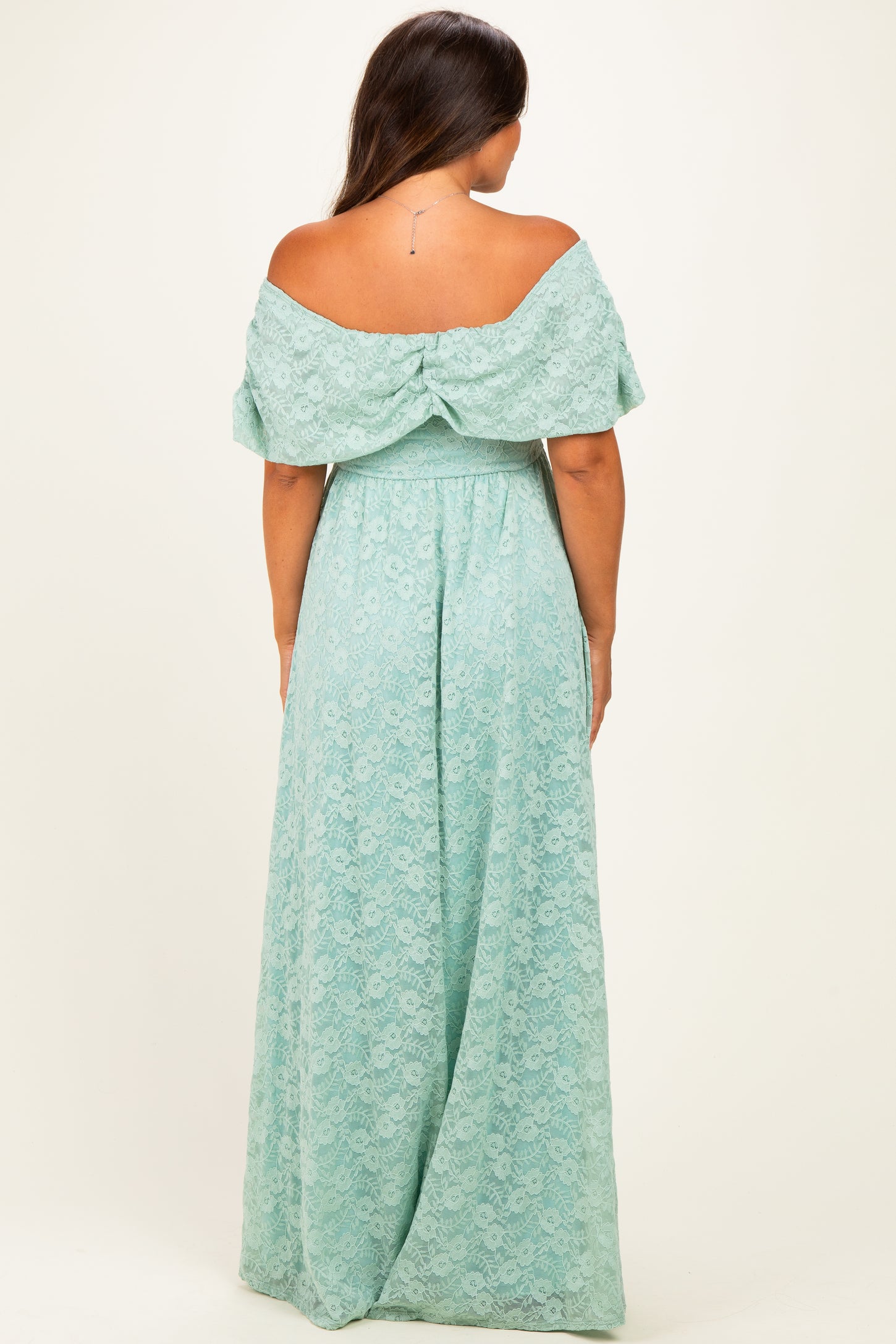 Seafoam Lace Maternity Maxi Dress