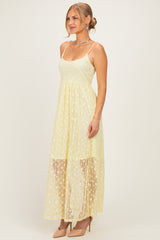 Yellow Sleeveless Lace Maxi Dress