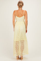 Yellow Sleeveless Lace Maxi Dress