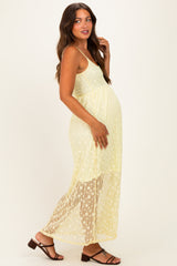 Yellow Sleeveless Lace Maternity Maxi Dress