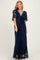 Navy Lace Flutter Sleeve Tiered Maxi Dress