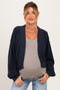 Navy Waffle Knit Balloon Sleeve Maternity Cardigan