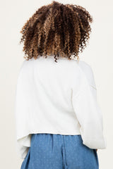 Cream Waffle Knit Balloon Sleeve Maternity Cardigan