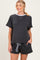 Charcoal Melange Knit Short Sleeve Top Shorts Maternity Set