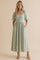 Sage Floral Square Neck Puff Sleeve Dress