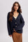Navy Chenille Knit Button Front Cardigan