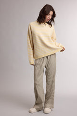 Lemon Brushed Knit Striped Sweater