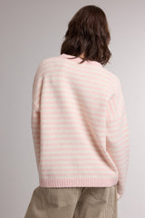 Ballet Pink Brushed Knit Striped Sweater