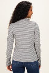 Heather Grey Striped Rolled Neck Maternity Top