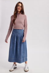 Mauve Striped Rolled Neck Top